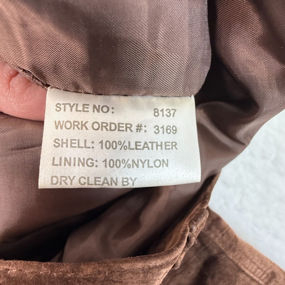 Margaret Godfrey Brown Suede Leather Pants Size 14 High Rise Vintage Style - Picture 10 of 13
